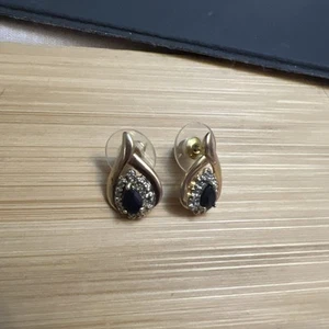 MACY’s Sterling Silver Sapphire Diamond Accent Earrings - Picture 1 of 4