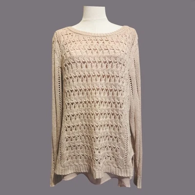 Suéter Maurices Pointelle Stitch Gasa Metálico Dorado Brillo Coqueta XL Foto 1 de 4