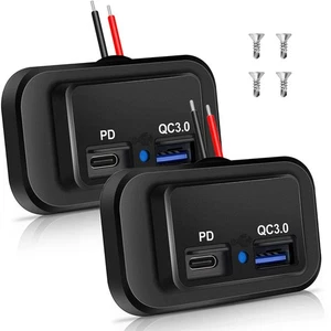 2 Pezzi Presa USB CAMPER 12V/24V, Dual PD3.0 Type-C (USB C) e Ricarica Rapida2522 - Foto 1 di 6