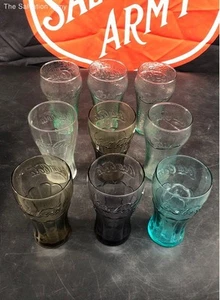 Coca-Cola Colorful Embossed Bubble Design Collectible Glasses Lot Of 9 - Picture 1 of 7