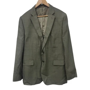 Jaeger Men's Blazer  Classic Single Breasted Green Stripe Jacket Smart Coat 44R  - Picture 1 of 6