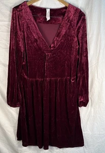 Anthropologie Amadi Gr. L Greta tiefrot Samt Ballon Langarm kurzes Kleid - Bild 1 von 8