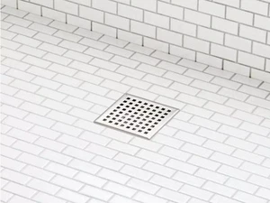 Nuovo scarico doccia quadrato Thornton in acciaio inox spazzolato 4" - con flangia di scarico - Foto 1 di 1