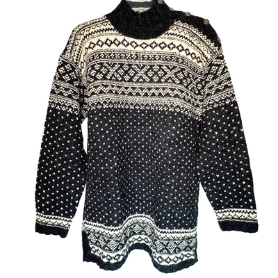 Suéter Ralph Lauren Country Negro Crema Mujer Grande Tejido a Mano Lana Seda De Colección Foto 1 de 4