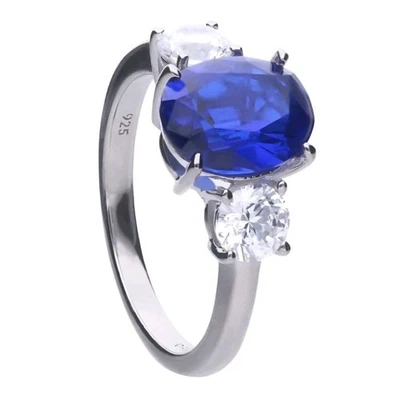 Anello argento 925 Royal zircone blu Diamonfire misura 13 idea regalo proposta - Immagine 1 di 4