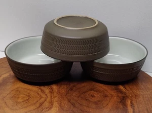 Denby Langley Camelot Verde Oscuro Lote De (3) 5 Cupé 7/8 Cupé Cereal Cupé Inglaterra - Imagen 1 de 3