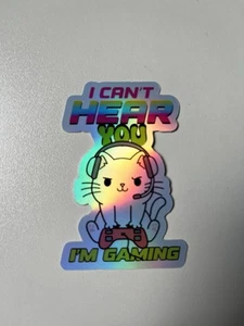 Gamer Kitty 2 Pack 2.5 Inches Holographic Waterproof Vinyl 3inch Stickers - Picture 1 of 6