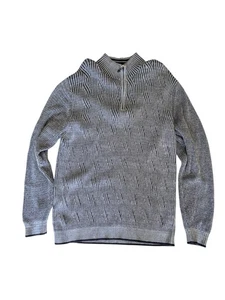 Tommy Bahama Cable Knit Sweater Blue Zip Neck Long Sleeve Preppy Grandpa Men Xxl - Picture 1 of 8