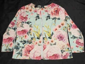 NWT Sz 3XL Mint Green Spring Floral Open Front LS Unstructured Jacket ships free - Picture 1 of 8