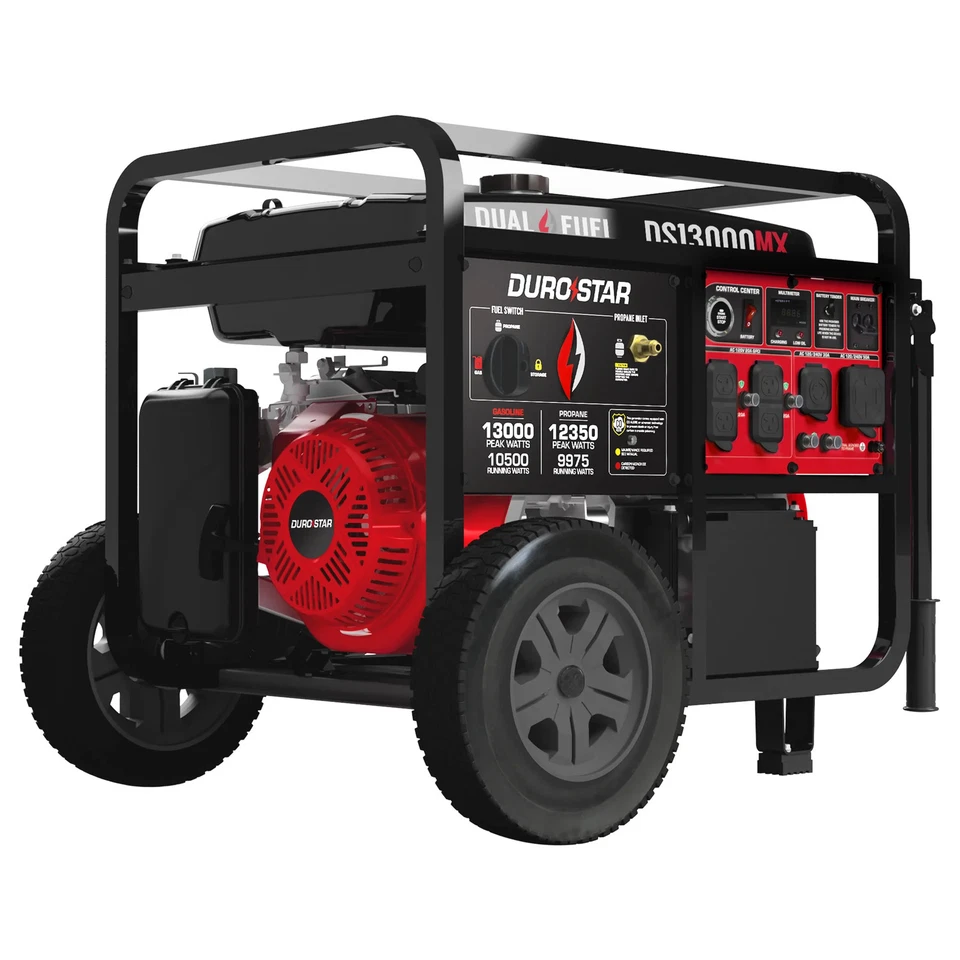 Generador portátil de doble combustible DuroStar DS13000MX 13.000W/10.500W con alerta de CO Foto 1 de 4