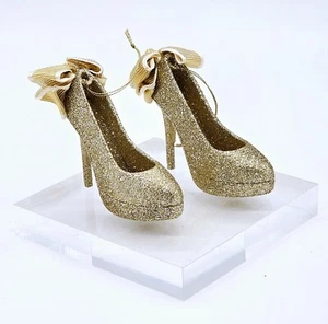 NUEVO Adorno de Navidad Dorado Tacones Altos Zapatos de Aguja Brillo Moda Diva 1524 - Imagen 1 de 4