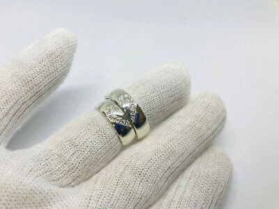 Anello fedi fedine fidanzati Argento 925 zirconi bianchi luminoso Regalo Lei Lui - Immagine 1 di 4