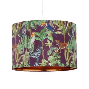 Safari Jungle Velvet 30cm Easy Fit Ceiling Lightshade Table Lamp Pendant Shade - Picture 1 of 9