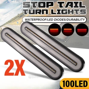 Pair LED Halo Neon Tail Lights sequential Rear taillight Car Truck Trailer Ute - Picture 1 of 9