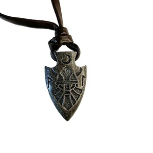Pendant Viking Arrow Head 3.8cm x 2.2cm on a 35cm Set On Fuax Leather Thong - Picture 1 of 5