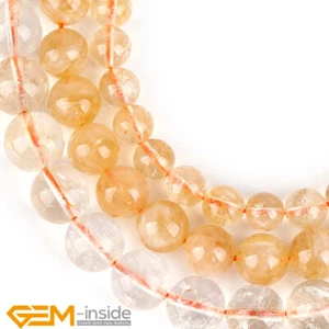 Natural AAA Yellow Citrine Quartz Genuine Gemstone Round Beads Jewelry Making15" - Picture 1 of 28