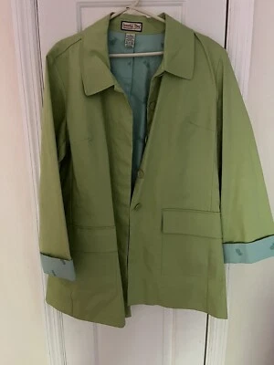 JAMAICA BAY ПАЛЬТО ЖЕНЩИН РАЗМЕР XL ЗЕЛЕНЫЙ/БИРЮЗОВЫЙ W. АНАНАС 🍍WEATHERPROOF - Изображение 1 из 4