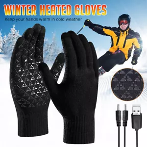 USB Heated Gloves Women Men Winter Touchscreen Gloves Hand Warmer Washable - Picture 1 of 12