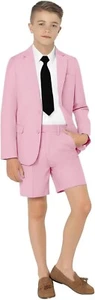 Boy‘s Suits Set Summer Formal Wedding Prom Tuxedo Blazer Short Pant Two Pieces - Picture 1 of 27