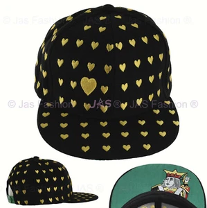 Poker Card Embroidered King Golden Love Heart Adjustable Snapback Baseball Cap - Picture 1 of 6