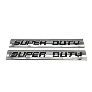 2X Pegatinas Insignia Carreras Premium Embelm Logotipo Super Duty Metal Cromo Plateado y Negro - Imagen 1 de 6