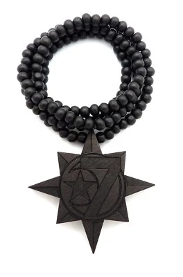 Collar de cuentas de madera Hip Hop 5 por ciento 7 estrellas colgante 6 mm 30" XJ254 Foto 1 de 4