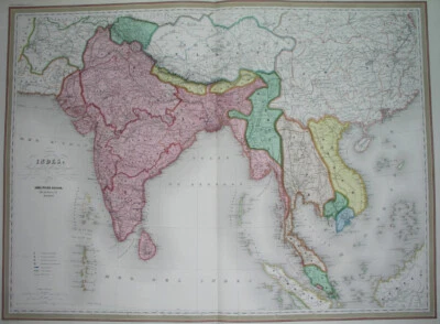 1865 ORIGINAL MAP THAILAND MALAYSIA VIETNAM LAOS INDIA SIAM TIBET SIKHS CEYLON - Image 1 of 4