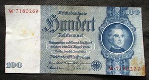 OLD BANKNOTE OF THIRD REICH GERMANY 100 REICHSMARK 1935 BERLIN LIEBIG W*7180269 - Picture 1 of 5