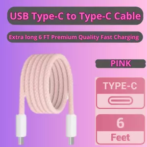 For iPhone 16 Series USB-C to USB-C Charger Cord , Pack of 2, Premium, 60W, 6Ft - Picture 1 of 24