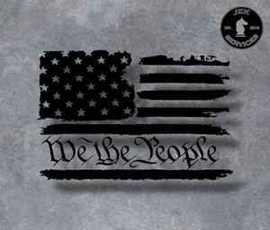 We The People Distressed Flag Vinyl Decal - Picture 1 of 5