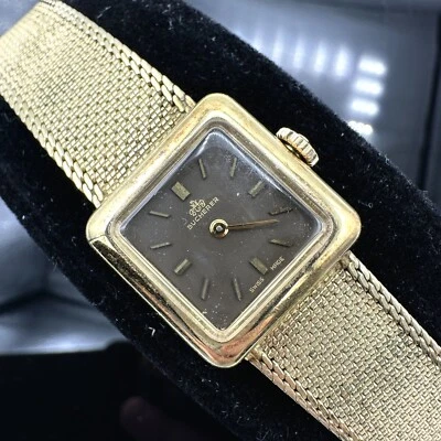 Vintage Bucherer Watch Gold Case SS Back Mechanical Brown Dial, Working - Image 1 of 4