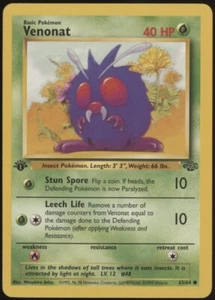 1st Ed Venonat Non-Holo WOTC Pokemon Card 63/64 Jungle Set NM/MT - Picture 1 of 1
