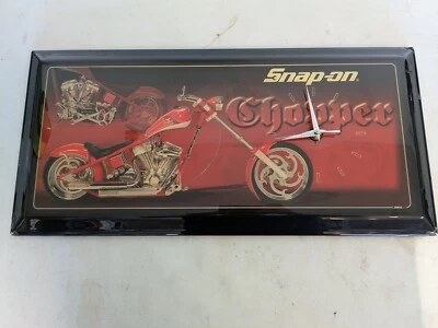 Relógio de parede Jebco Snap-On Choppers 23" X 11" vermelho preto raro vintage Harley Occ  - Imagem 1 de 4