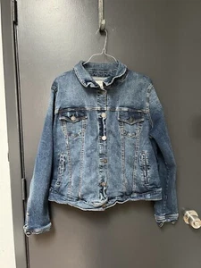 TORRID Jean Jacket Women's Plus Sz 1 Button Front Flap Pocket Cropped - Picture 1 of 4