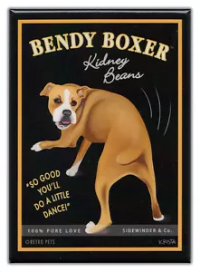 Imanes de refrigerador retro para perros: BOXER | FRIJOLES | Arte publicitario vintage - Imagen 1 de 1