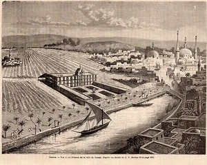 IMAGE 1889 ENGRAVING EGYPTE EGYPT TANTAH VUE A VOL D OISEAU EYEVIEW - Imagen 1 de 1