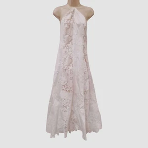 Abito donna Oscar De La Renta bianco cotone seta pizzo inserto reggicalze taglia 6 - Foto 1 di 4