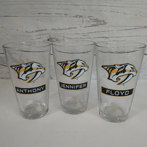 Set Of 3 Nashville Predators Glass Tumblers 12oz. NHL Jennifer*, Floyd, Anthony Cover