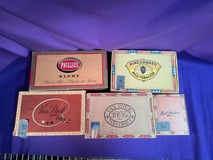Lote de 5 cajas de cigarros Van Dyke King Edward Phillies Robt Burns años 50 - Imagen 1 de 15