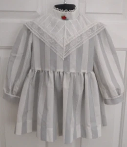 Vintage Girls Bonnie Jean Dress Size 4 Union Made Label Stripes Lace Trim Collar - Picture 1 of 12