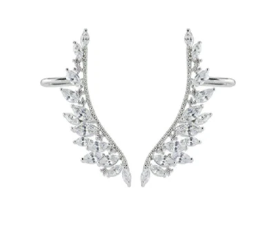 Chicinside Angel Wings Ear Cuff Pins CZ Crystal Hook Earrings Silver Tone - image 1 of 4