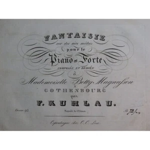 Kuhlau Federico Fantasia Su Di Airs Svedese Op 93 Piano 1829 - Bild 1 von 4