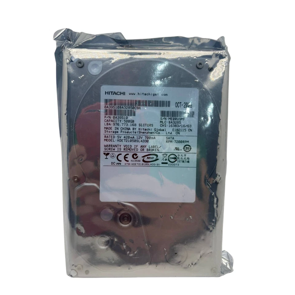 Hitachi Deskstar 500GB 3.5" SATA HDD 7200RPM 32MB Cache HDE721050SLA330 - Image 1 of 4