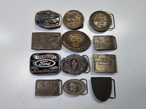 Lot of 12 Vintage Rare Assorted Brand Novelty Belt Buckles - Picture 1 of 2