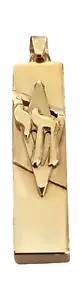 14K Gold MEZUZAH Anhänger Davidstern & Chai oben drauf 30mm H - 1,29g #23 - Bild 1 von 2
