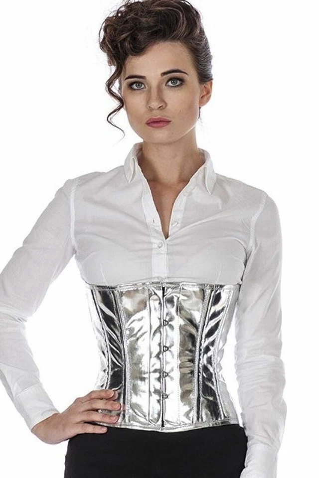 Corset corset patent silver glitter extra short regular pwG4 - Image 1 of 2