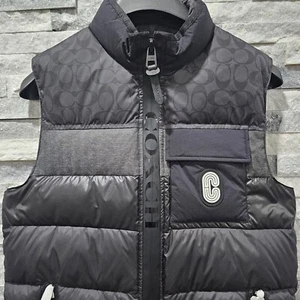 Coach Down Vest Black Puffer Men's Size XS NEW Water Resistant - Picture 1 of 14