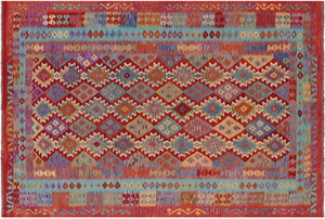 6' 5" X 9' 8" Kilim Flat Weave Wool On Wool Reversible Rug - Q17834 - Picture 1 of 9