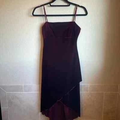 Vintage Women's Jodi Kristopher Red Velvet High Low Dress  - Image 1 of 4