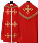 Red Gothic Cope With Stole K544-Cf Vestment Capa Pluvial Roja Piviale Rosso